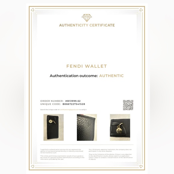 Fendi COA Black Zucchino cloth/leather bifold long wallet… - Picture 6 of 16